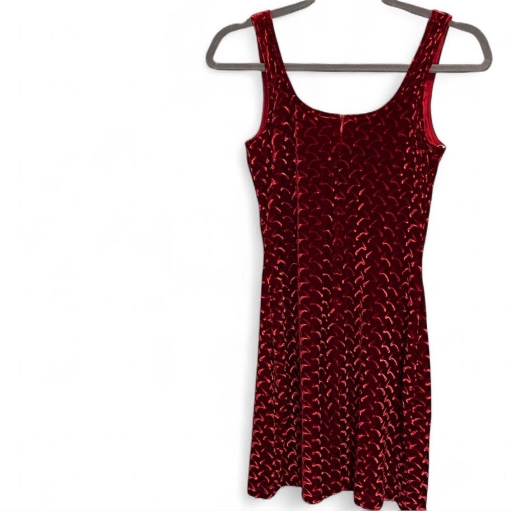 Vintage 80s/90s Algo Red Velvet Dress - Picture 2 of 16